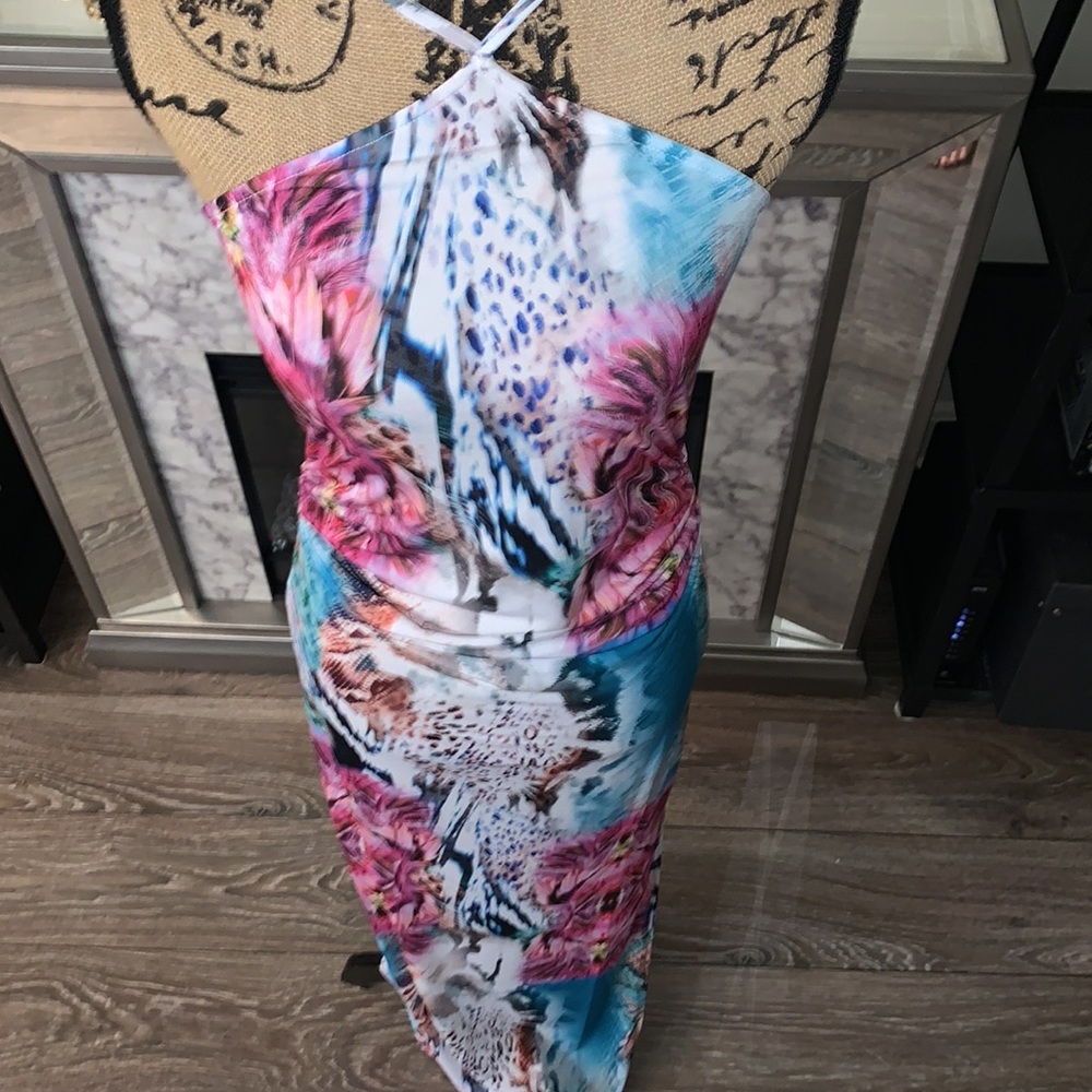 Venus maxi multi colored animal print sundress